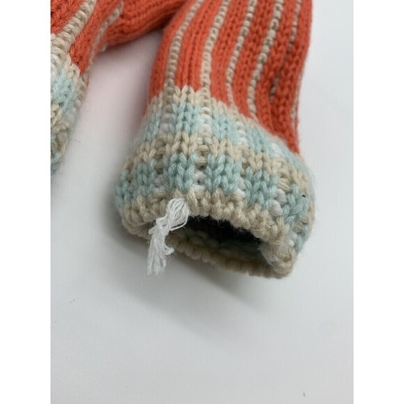 BOGO Panache Mittens Orange Stripes Knit Fleece Lined Womens One Size - Picture 4 of 7